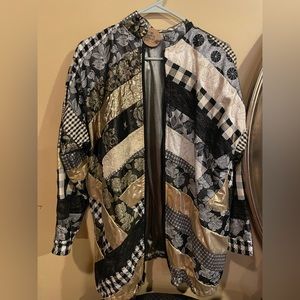 Vintage puffy patchwork reversible jacket